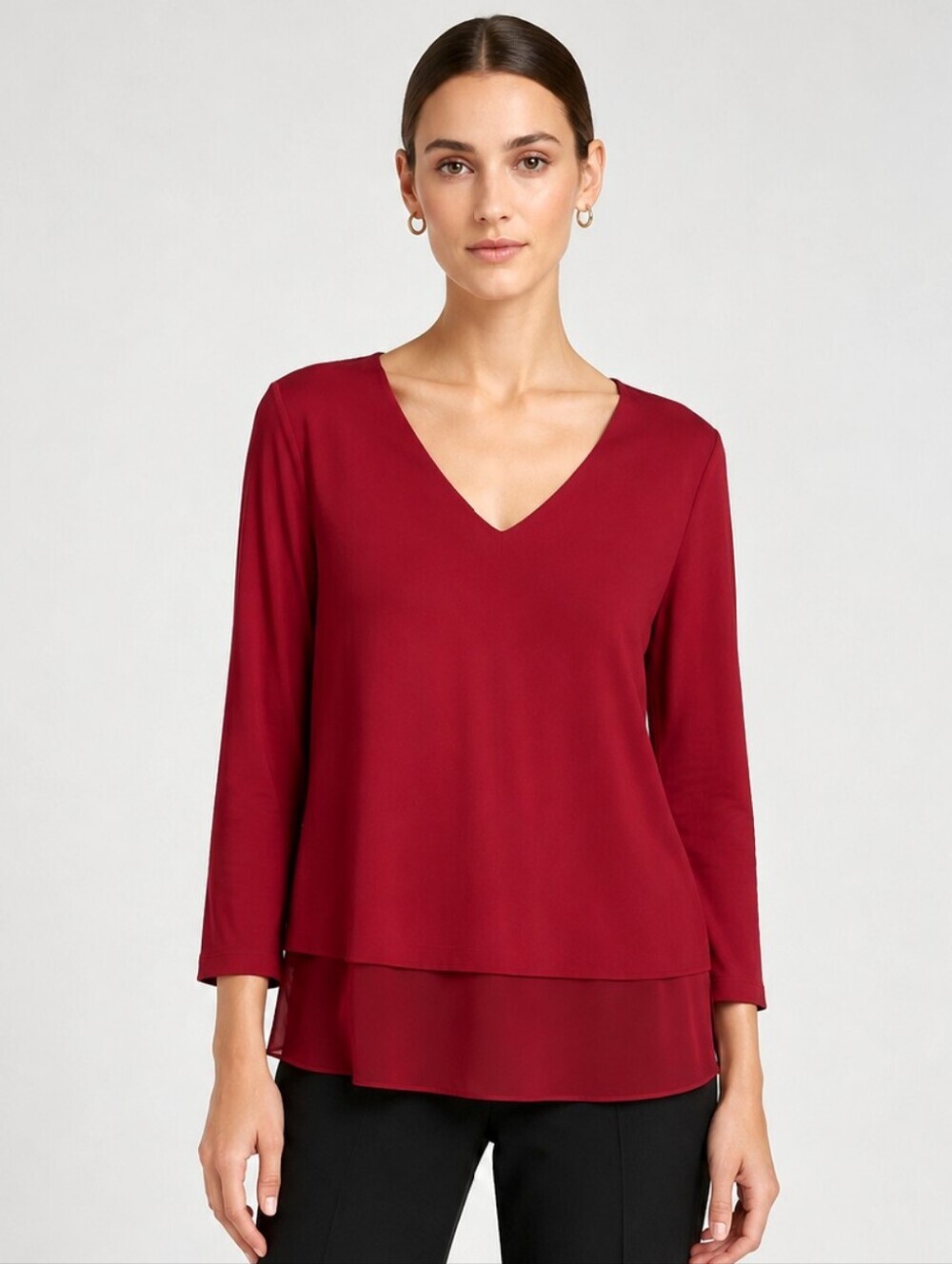 Michael Michael Kors Red Shirttail Blouse Long Sleeve Small